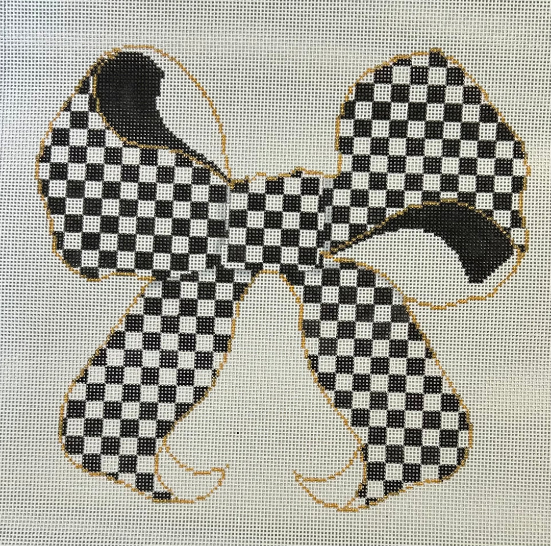 KB26 BLACK/WHITE CHECK BOW 12X12