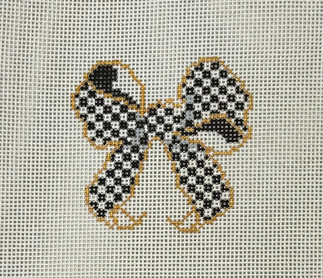 KB26C BLACK/WHITE CHECK BOW - 2"x2"