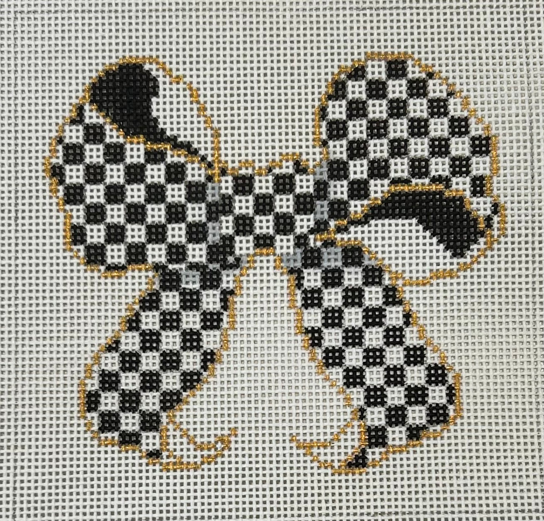 KB26B BLACK/WHITE CHECK BOW - 5" SQ