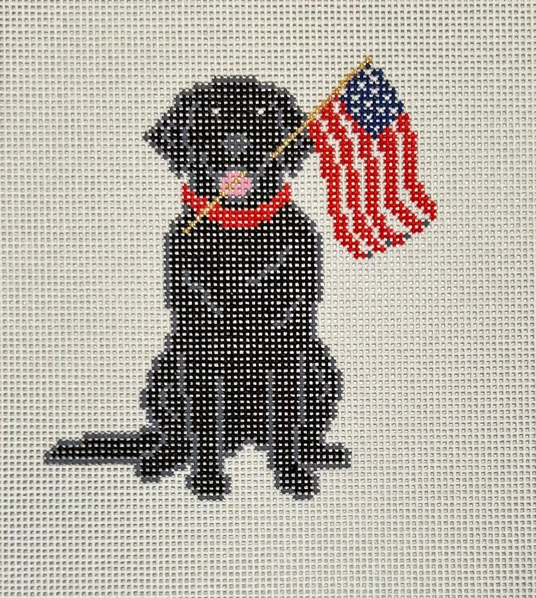 DOG WITH FLAG - BLACK LAB