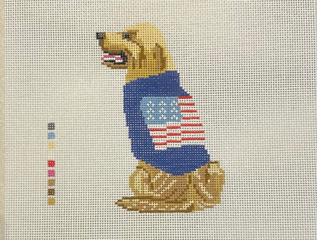FD533 GOLDEN RETRIEVER IN FLAG SWEATER