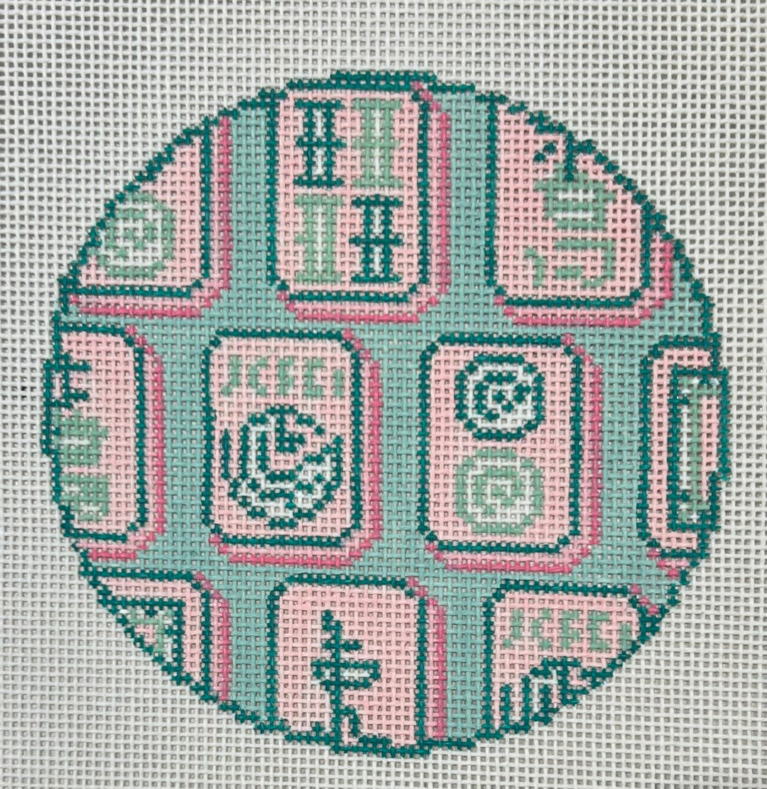 MAHJONG TILES - ROUND - PINK