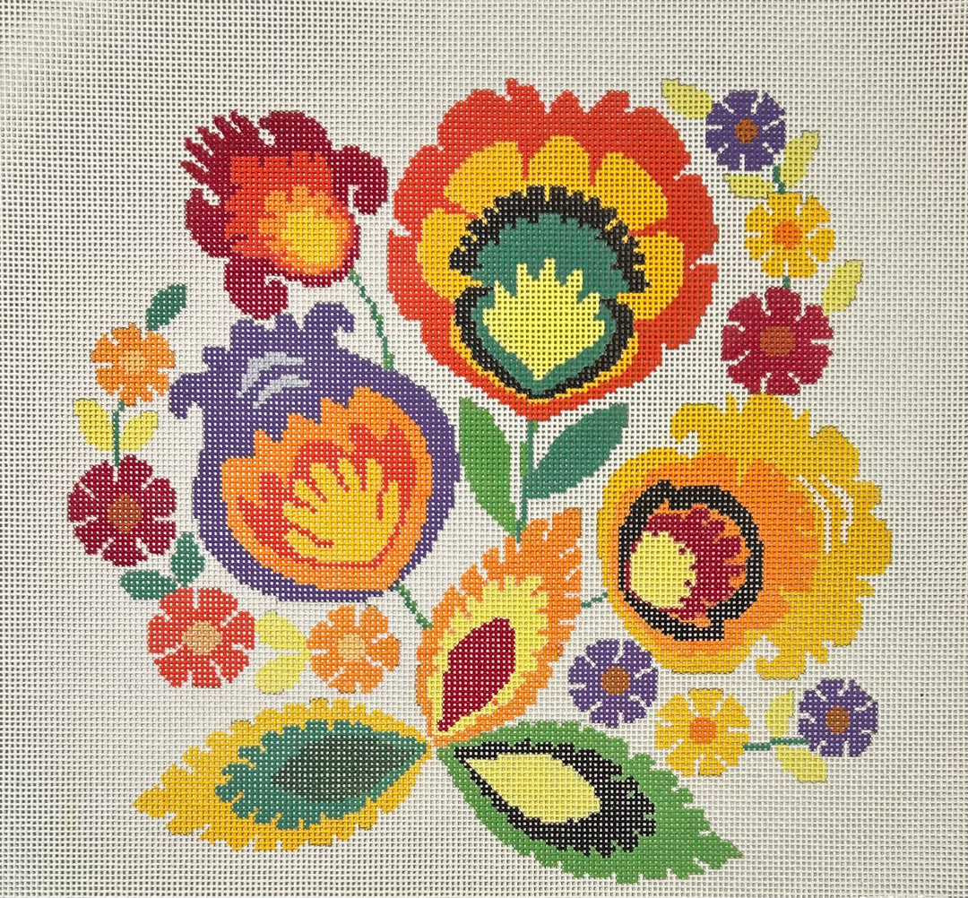 POLISH FOLK ART DESIGN - RED FLOWERS