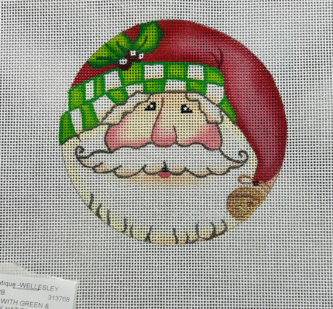 SANTA FACT WITH GREEN & WHITE CHECK HAT TRIM