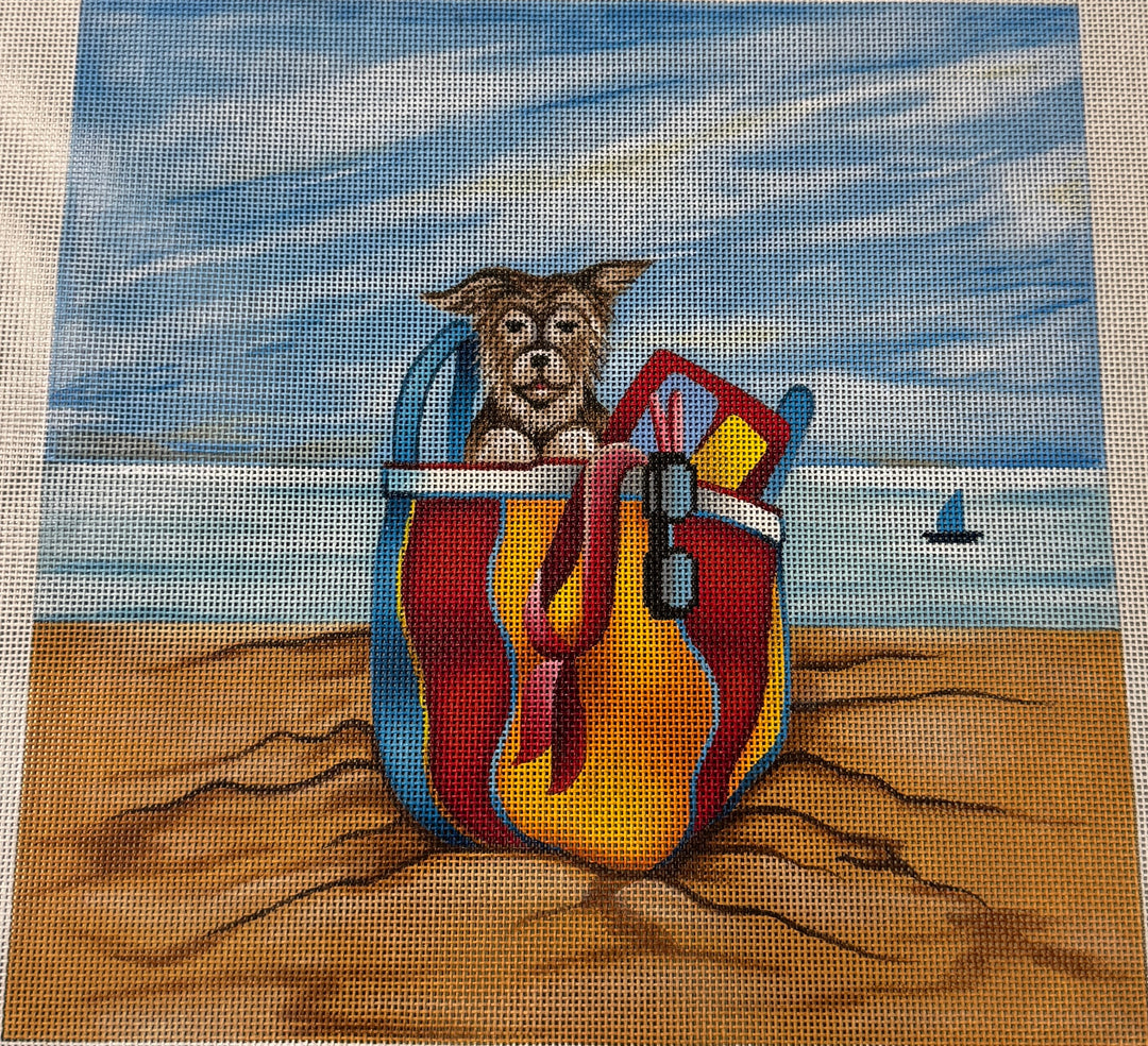 YORKIE IN BEACH BAG