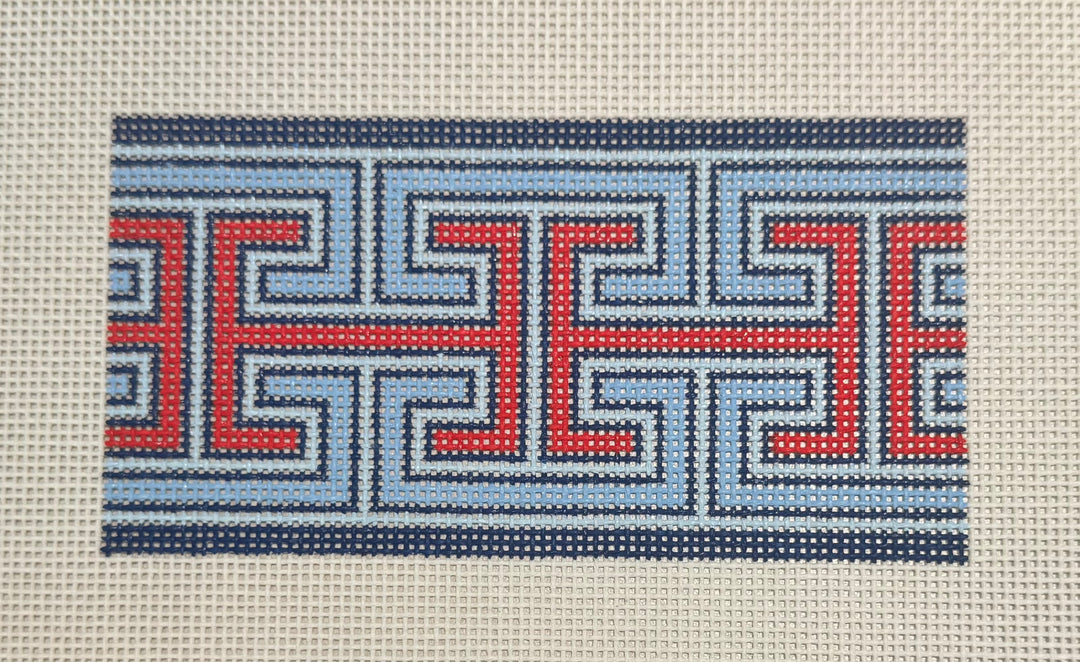 GREEK KEYS BLUE/RED
