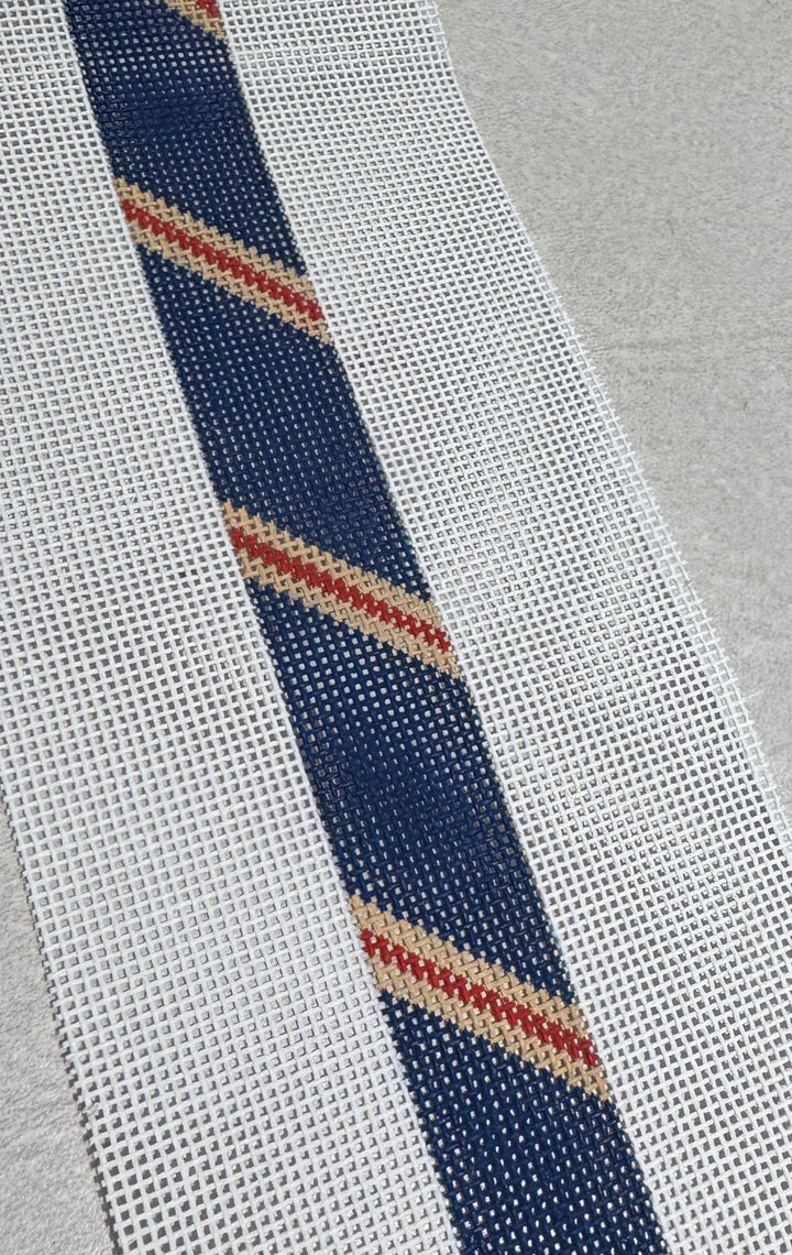 DIAGONAL STRIPE BELT - NAVY/CAMEL/RED