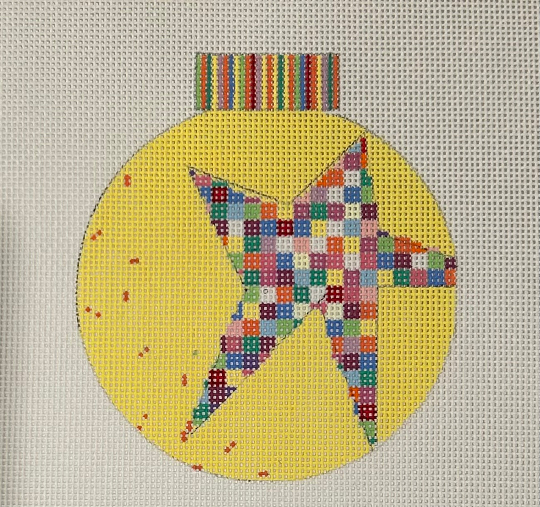 PM443 ROUND YELLOW ORNAMENT WITH STAR