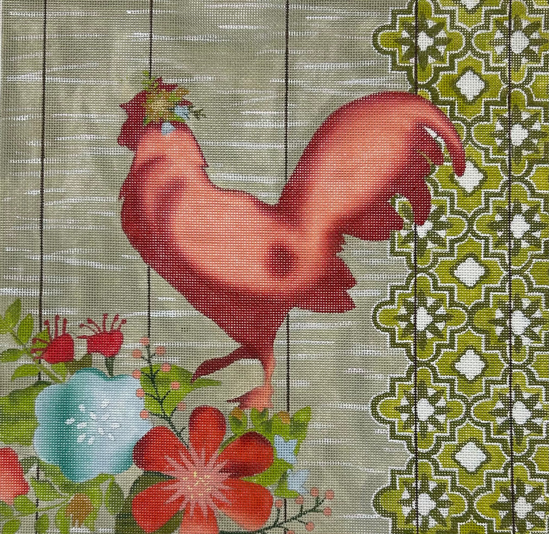 PB15521 - FARM FLORAL IV - ROOSTER