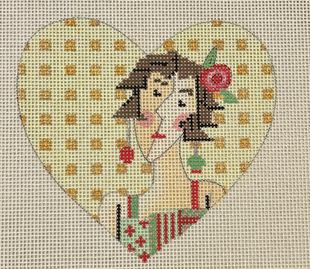 PM85 HEART SHAPED ORNAMENT GOLD SQUARES
