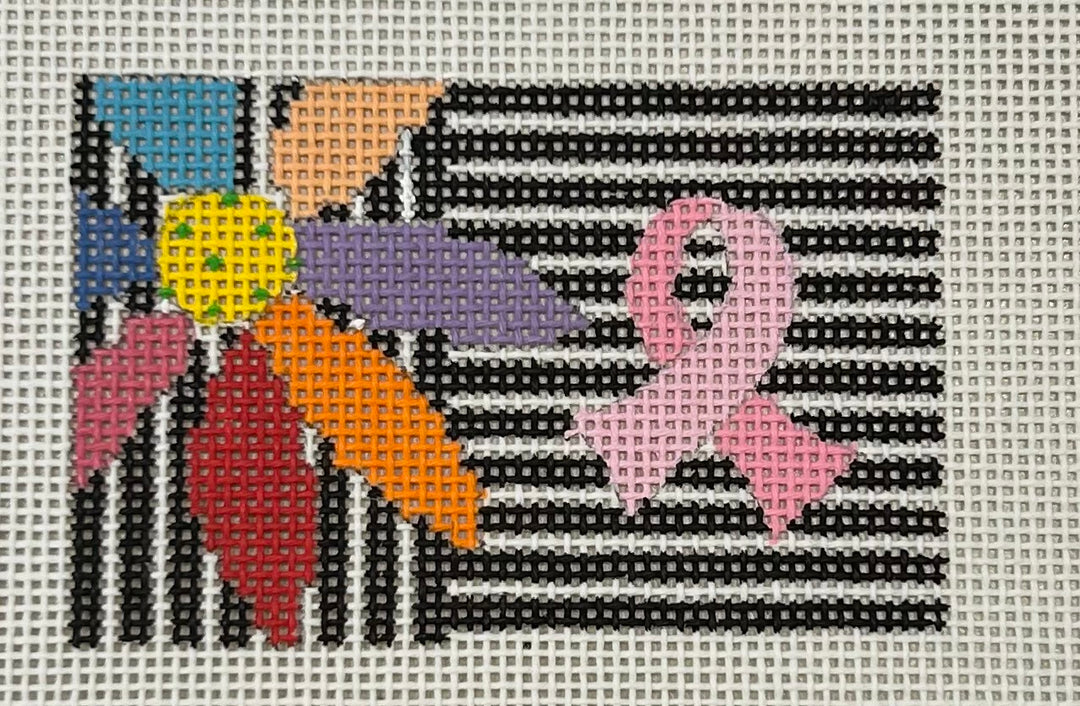 PM783 PINK RIBBON AND FLOWER LUGGAGE TAG